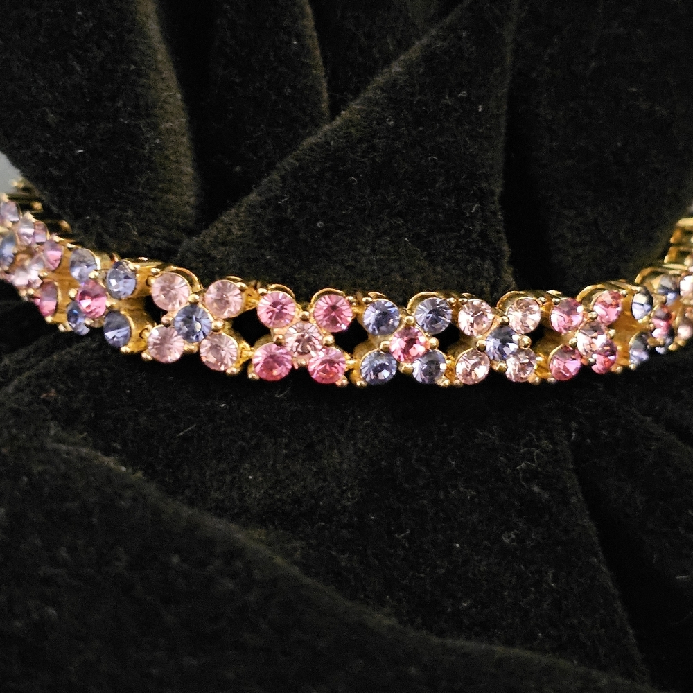 Joan Rivers Lavender and Pink Tone Crystal Bracelet Vintage